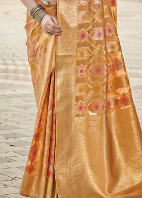 Yellow Organza Saree With Blouse Piece