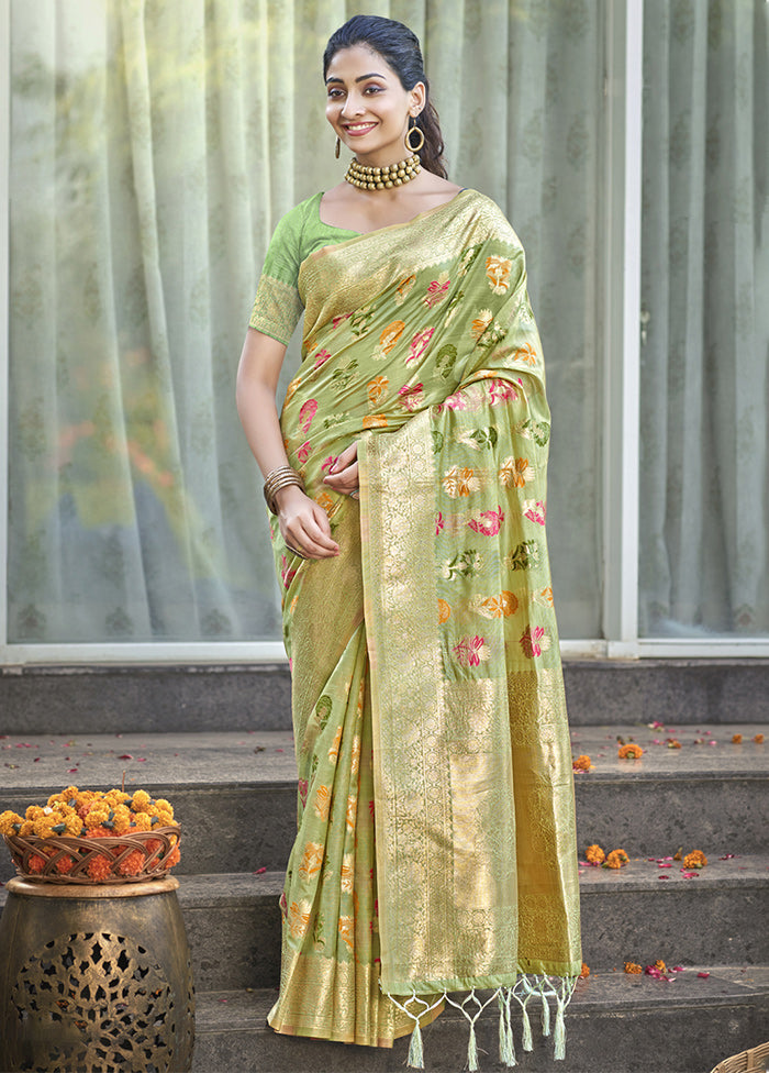 Light Green Organza Saree With Blouse Piece