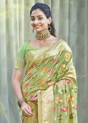 Light Green Organza Saree With Blouse Piece