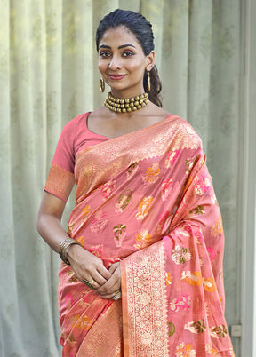 Pink Organza Saree With Blouse Piece