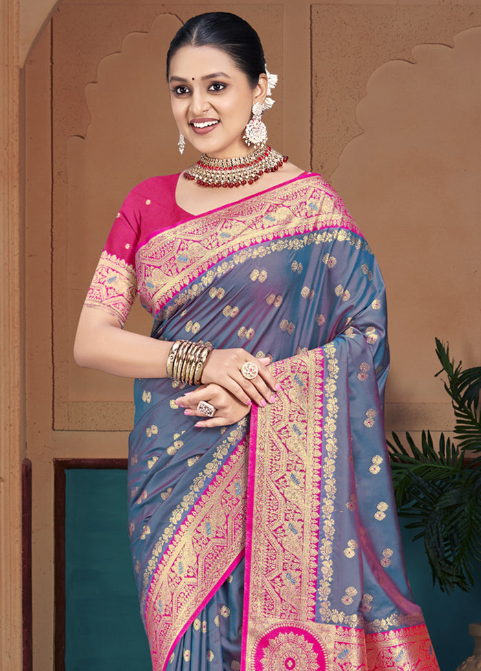 Multicolor Dupion Silk Saree With Blouse Piece