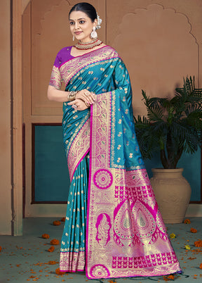 Multicolor Dupion Silk Saree With Blouse Piece