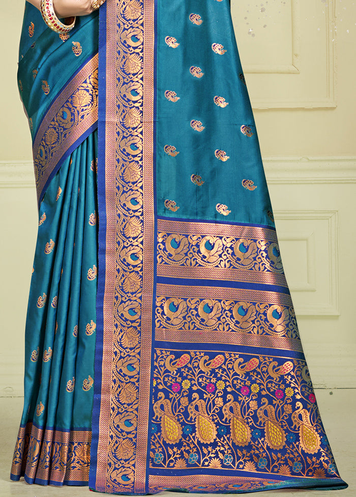 Sky Blue Dupion Silk Saree With Blouse Piece