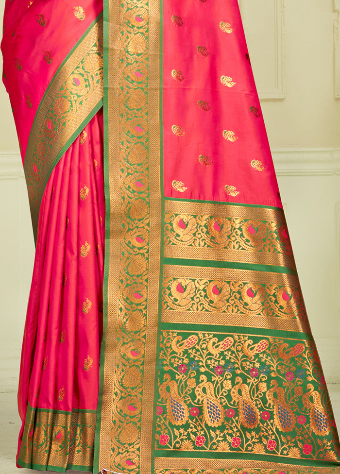 Pink Dupion Silk Saree With Blouse Piece