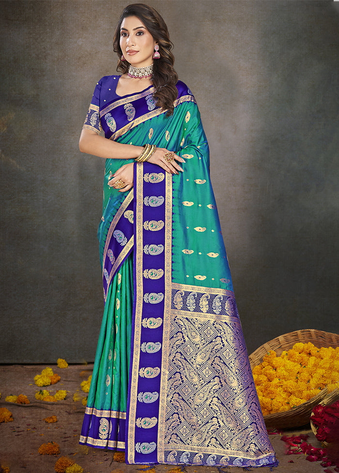 Sky Blue Dupion Silk Saree With Blouse Piece