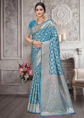 Multicolor Dupion Silk Saree With Blouse Piece