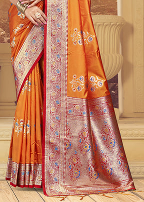 Multicolor Dupion Silk Saree With Blouse Piece