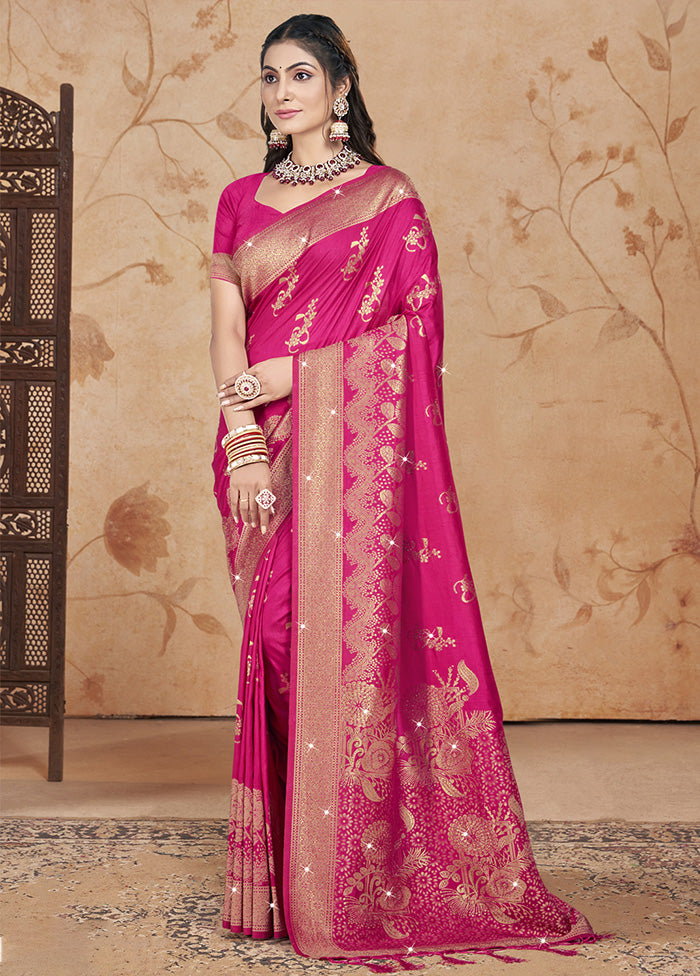 Pink Spun Silk Saree With Blouse Piece