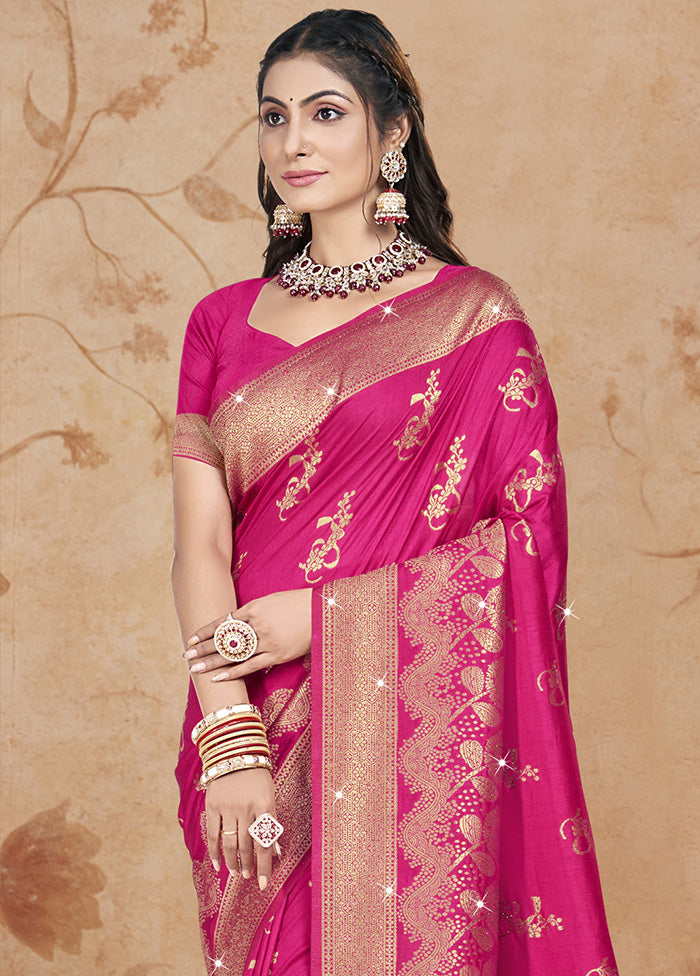 Pink Spun Silk Saree With Blouse Piece