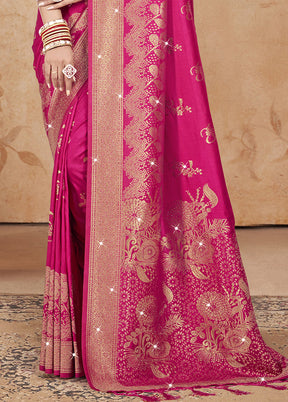 Pink Spun Silk Saree With Blouse Piece