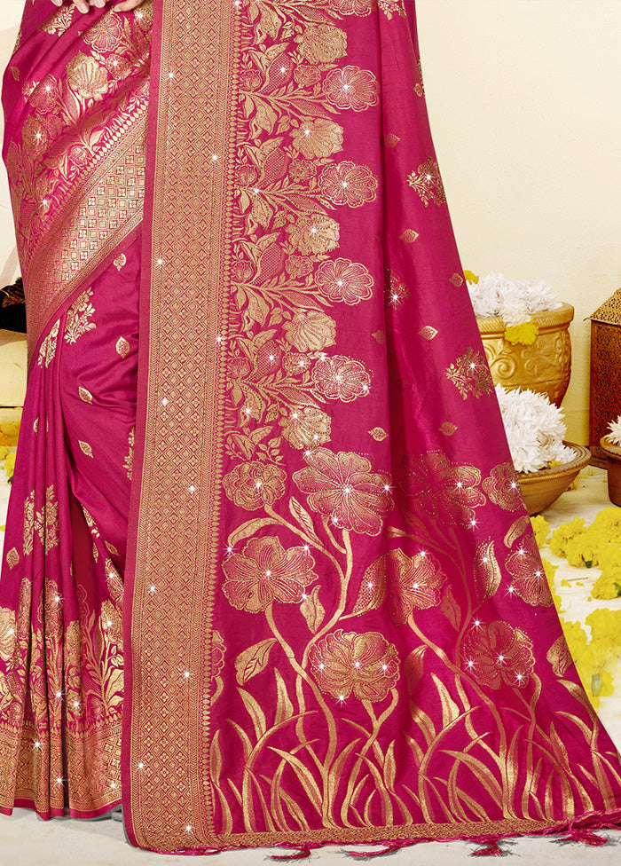 Pink Spun Silk Saree With Blouse Piece