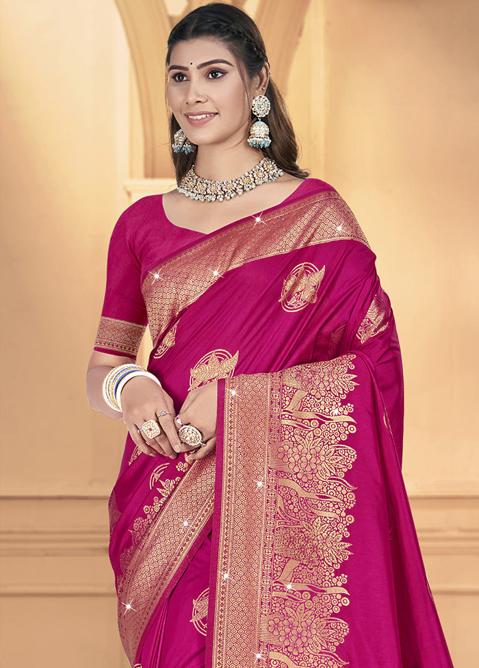 Pink Spun Silk Saree With Blouse Piece