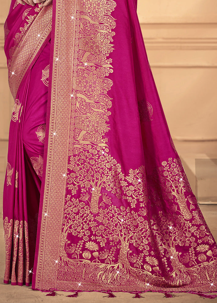 Pink Spun Silk Saree With Blouse Piece