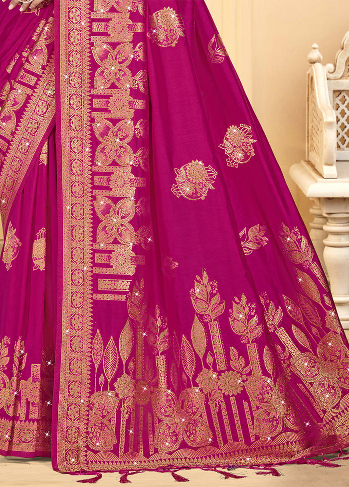 Pink Spun Silk Saree With Blouse Piece