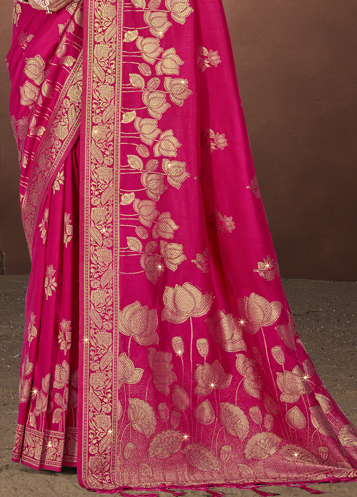 Pink Spun Silk Saree With Blouse Piece