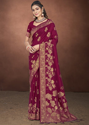 Pink Spun Silk Saree With Blouse Piece