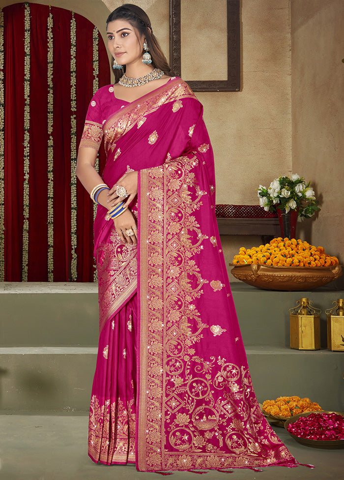 Pink Spun Silk Saree With Blouse Piece