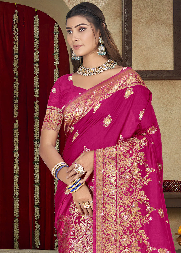 Pink Spun Silk Saree With Blouse Piece