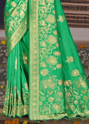 Light Green Spun Silk Saree With Blouse Piece