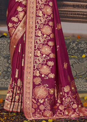 Purple Spun Silk Saree With Blouse Piece