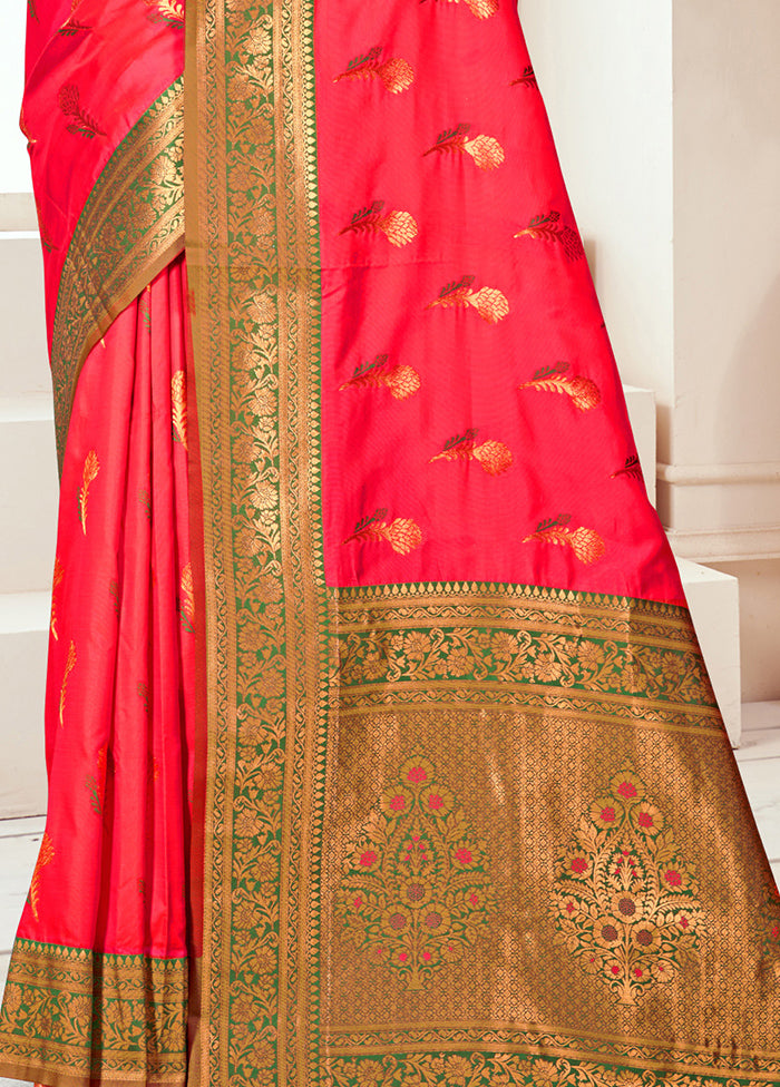 Pink Dupion Silk Saree With Blouse Piece