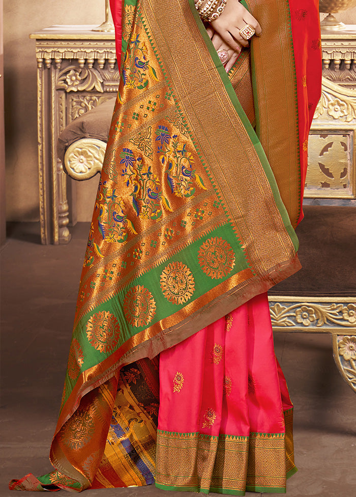 Pink Spun Silk Saree With Blouse Piece