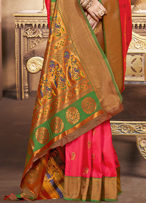 Pink Spun Silk Saree With Blouse Piece