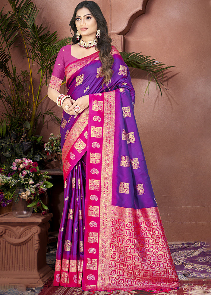 Lavender Dupion Silk Saree With Blouse Piece