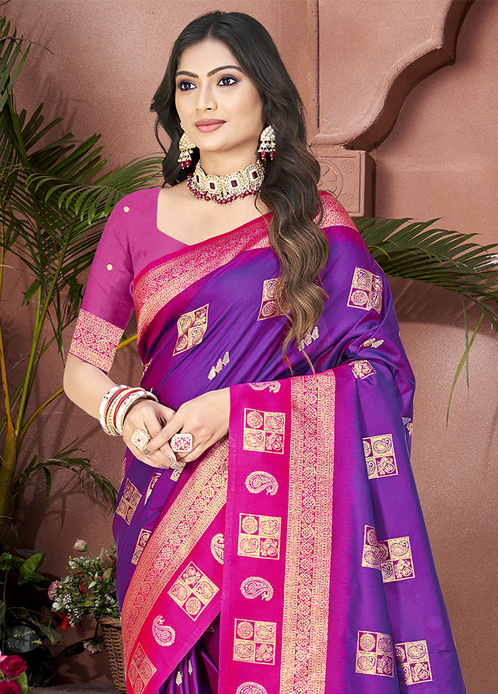 Lavender Dupion Silk Saree With Blouse Piece