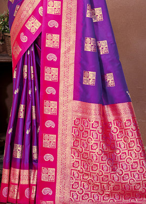 Lavender Dupion Silk Saree With Blouse Piece