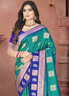 Rama Dupion Silk Saree With Blouse Piece