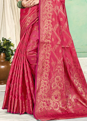 Pink Spun Silk Saree With Blouse Piece