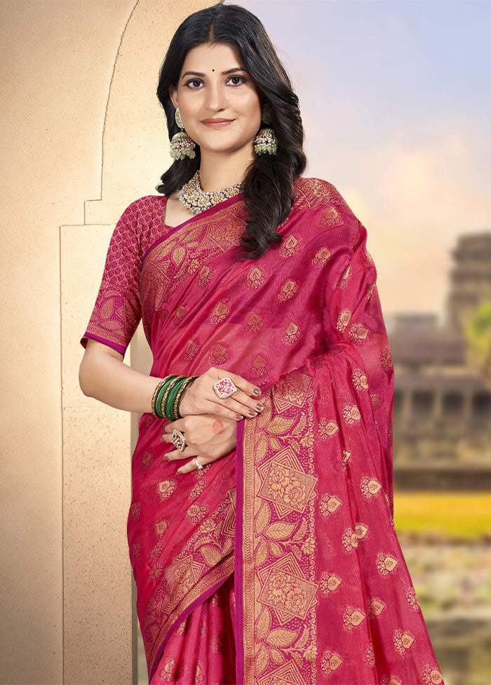 Pink Spun Silk Saree With Blouse Piece