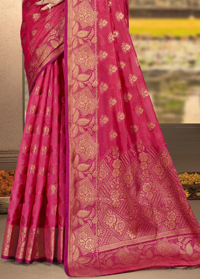 Pink Spun Silk Saree With Blouse Piece