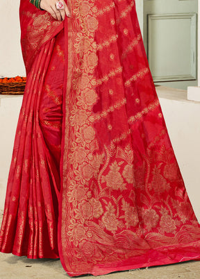 Red Spun Silk Saree With Blouse Piece