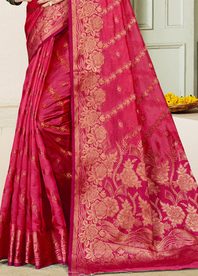 Pink Spun Silk Saree With Blouse Piece