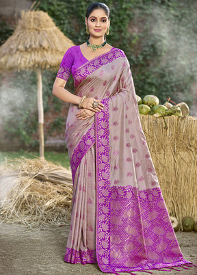 Grey Spun Silk Saree With Blouse Piece