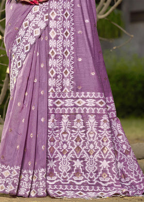 Purple Cotton Saree With Blouse Piece