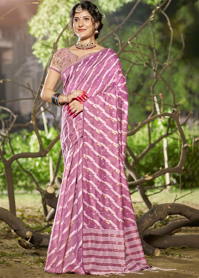 Purple Cotton Saree With Blouse Piece