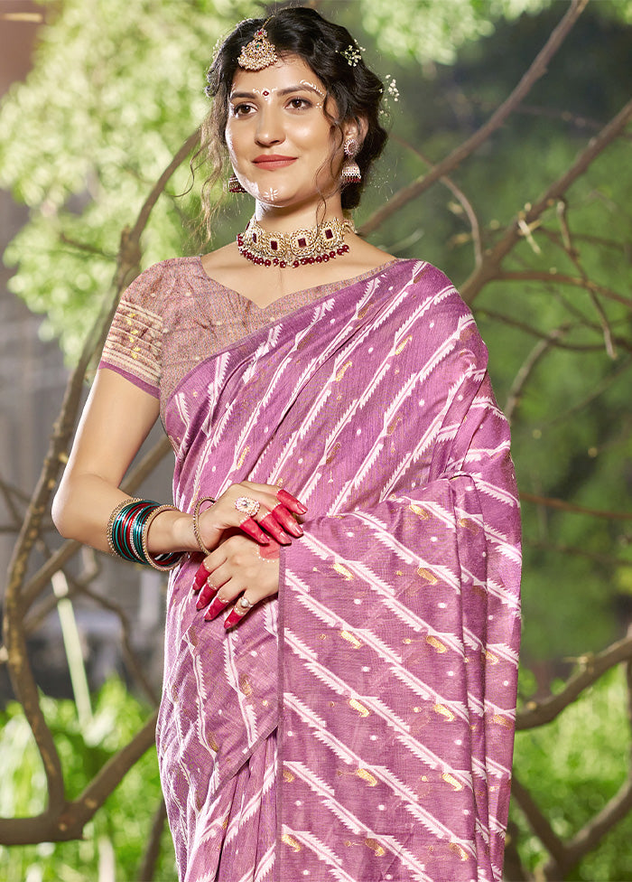 Purple Cotton Saree With Blouse Piece