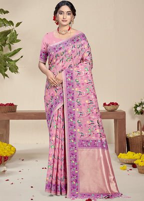 Multicolor Dupion Silk Saree With Blouse Piece