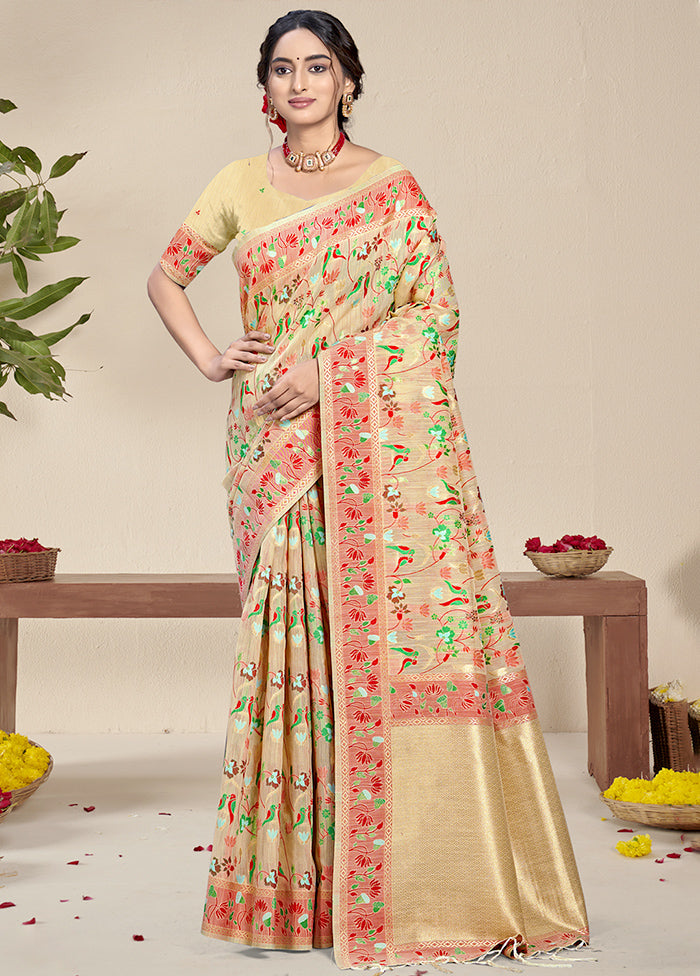 Multicolor Dupion Silk Saree With Blouse Piece