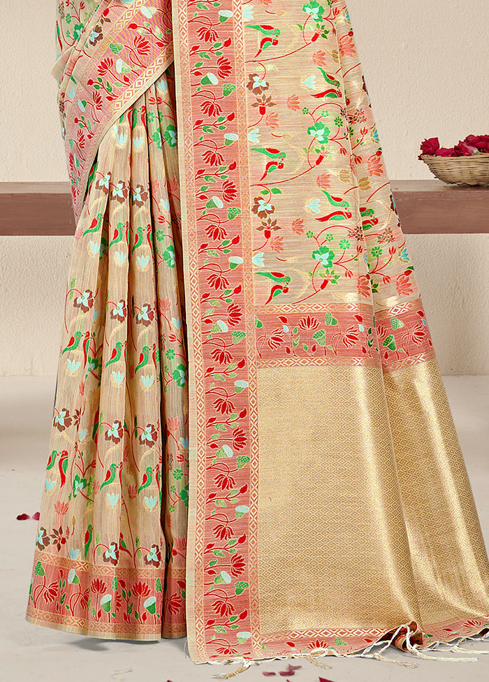 Multicolor Dupion Silk Saree With Blouse Piece