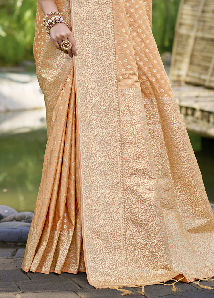 Light Yellow Spun Silk Saree With Blouse Piece