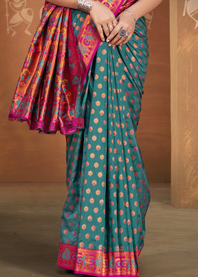 Blue Spun Silk Saree With Blouse Piece