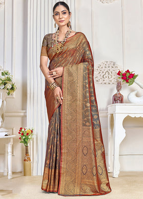 Multicolor Dupion Silk Saree With Blouse Piece