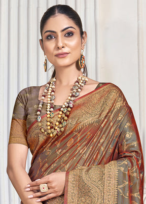 Multicolor Dupion Silk Saree With Blouse Piece