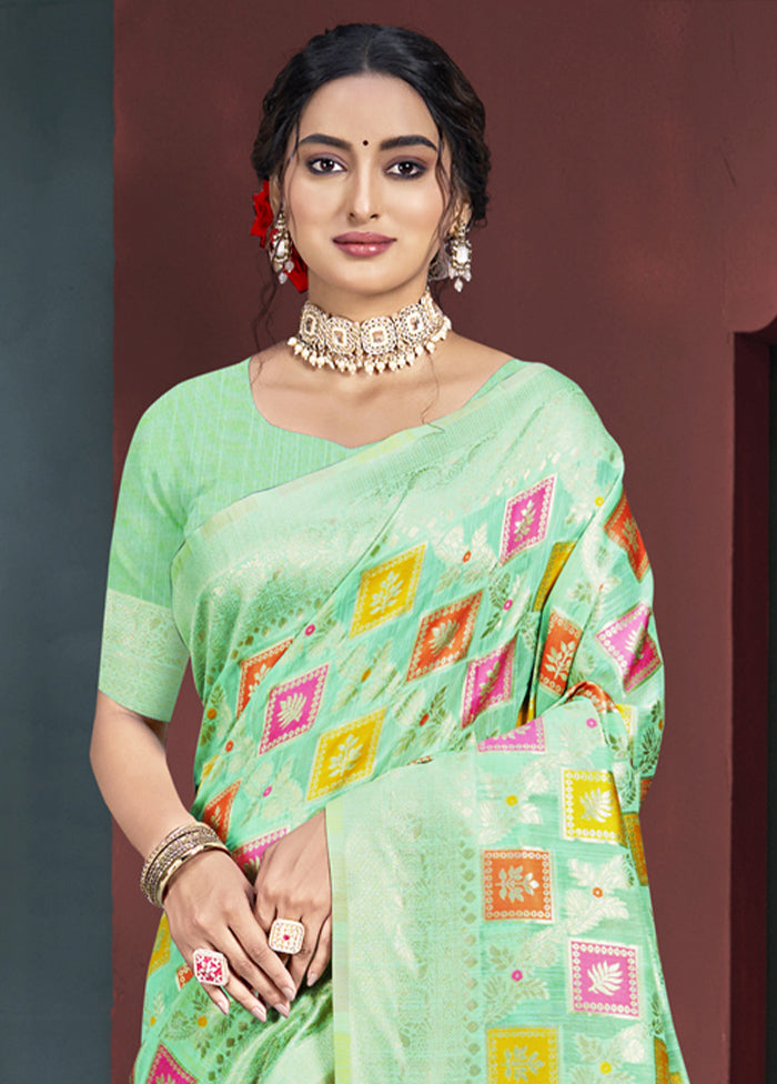 Multicolor Cotton Saree With Blouse Piece