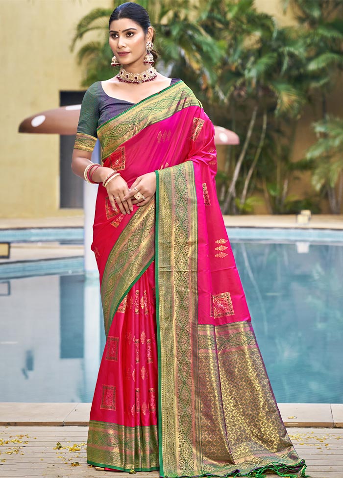 Rani Dupion Silk Saree With Blouse Piece