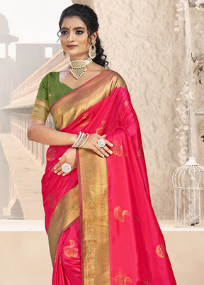 Red Spun Silk Saree With Blouse Piece